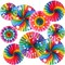 9 Pcs Rainbow Party Decorations Paper Fans Boho Classroom Bulletin Board Decor Ceiling Wall Hanging Paper